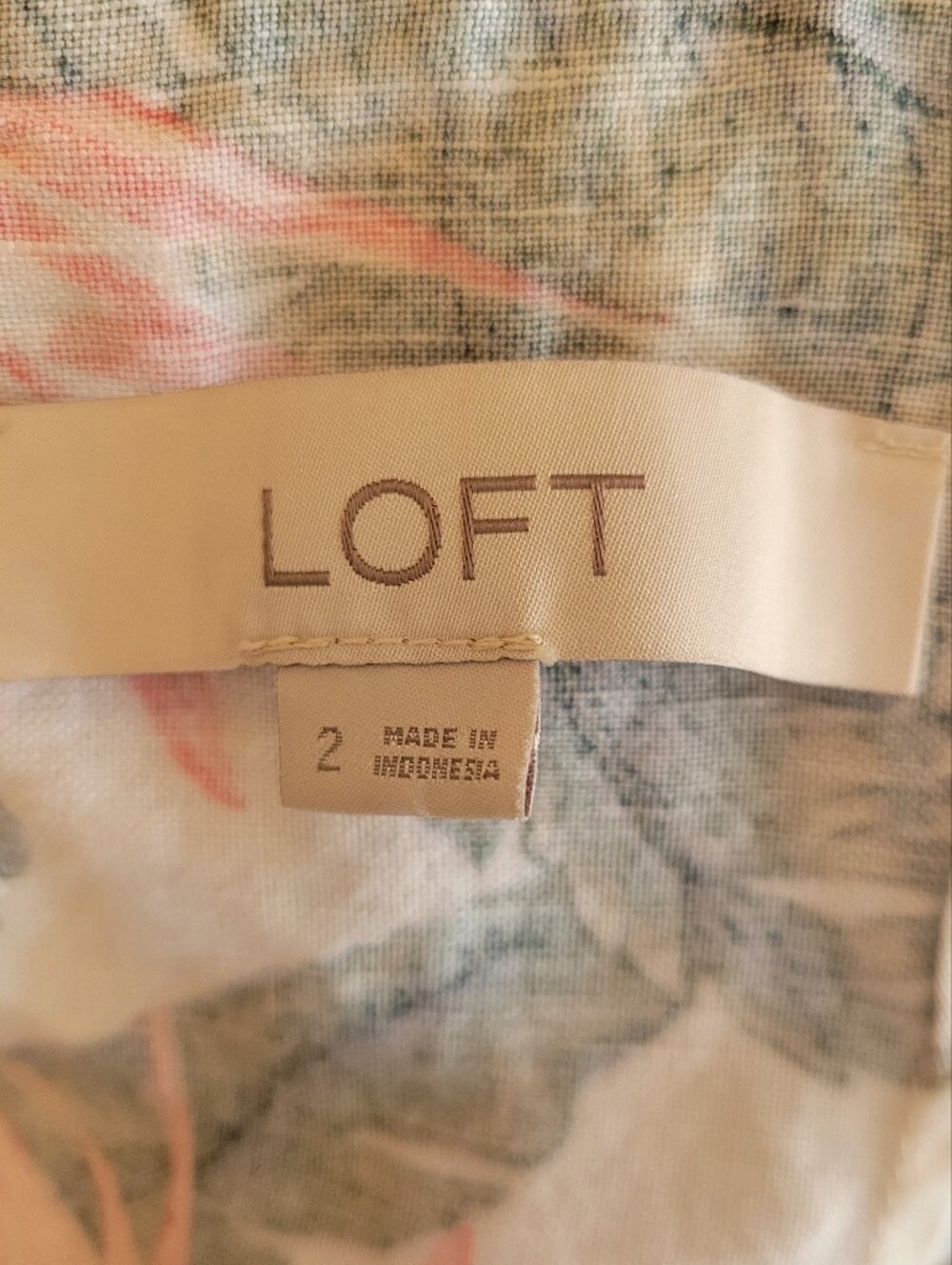 LOFT Pink & Green Tropical Floral Linen Blend Maxi Dress Size 2 - Picture 8 of 8